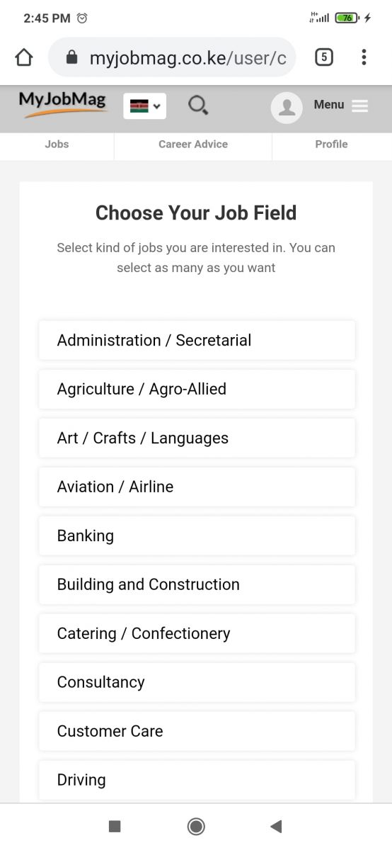 Select Your Job Preference