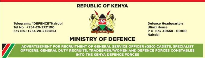 New Re-advertised  KDF Recruitment Centres And Dates